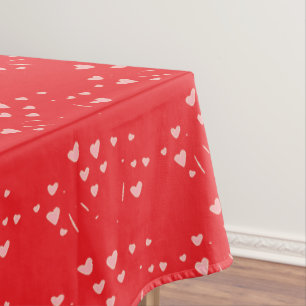 floating hearts on red tablecloth