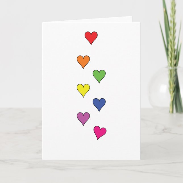 Floating Hearts on White, Tall - Blank Holiday Card (Front)