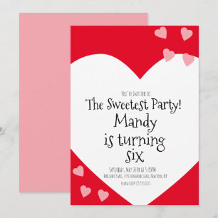 Floating Hearts Pink Valentines Day Birthday Party Invitation