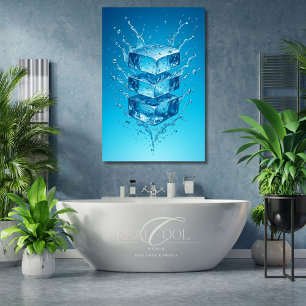 Floating Ice Cube Splash – Dynamic Digital Art Canvas Print