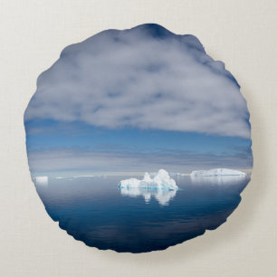 Floating ice in Antarctica Round Pillow