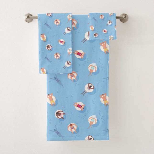 Floating in the Lazy River Pattern Bath Towel Set (Insitu)