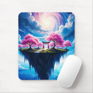 Floating Island Sakura Art Mouse Pad