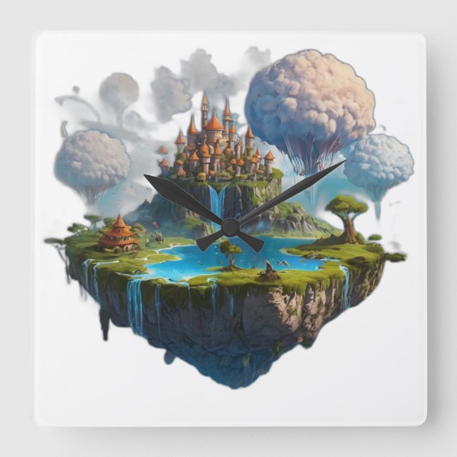 floating island square wall clock (Front)