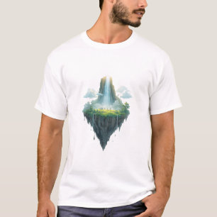 Floating Island Waterfall – Surreal Sky Landscape T-Shirt
