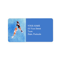 Floating Koi blue Address Label