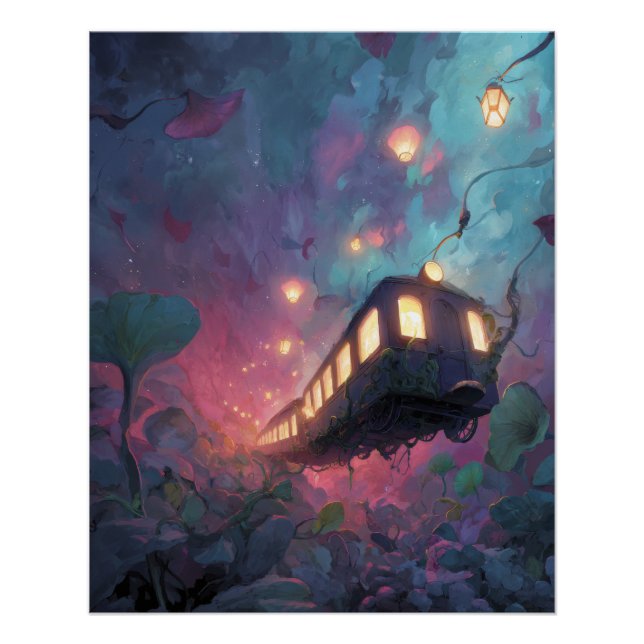 Floating Lantern Train Through Dream Forest Poster (Front)