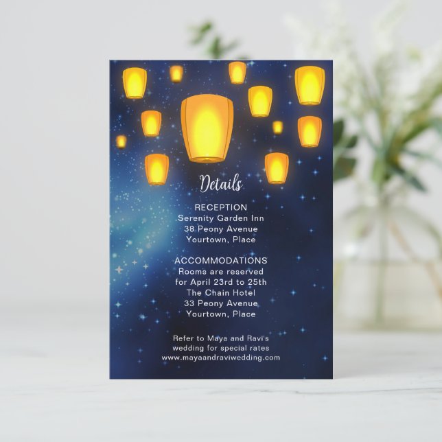 Floating Lanterns Wedding Details Enclosure Invitation (Standing Front)