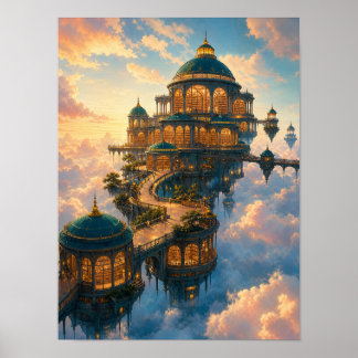 Floating Library Above Clouds 12x16 Poster