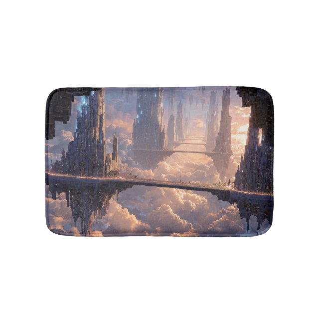 Floating Metropolis in the Clouds Bath Mat (Front)