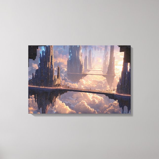 Floating Metropolis in the Clouds Canvas Print (Front)