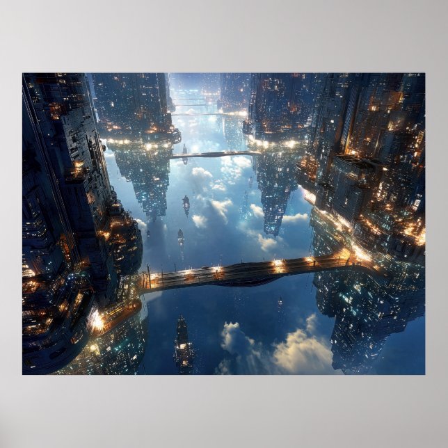 Floating Metropolis in the Sky Poster (Front)