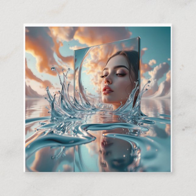 floating mirror panel rises from a calm sea enclosure card (Front)