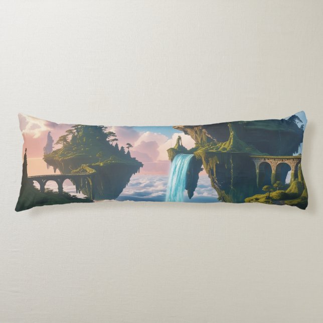 Floating Mountain Landscape Body Pillow (Front)