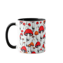 FLOATING MUSHROOMS RED ORANGE COMICBOOK STYLE