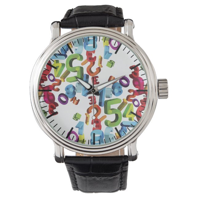 Floating Numbers Watch on White Background (Front)