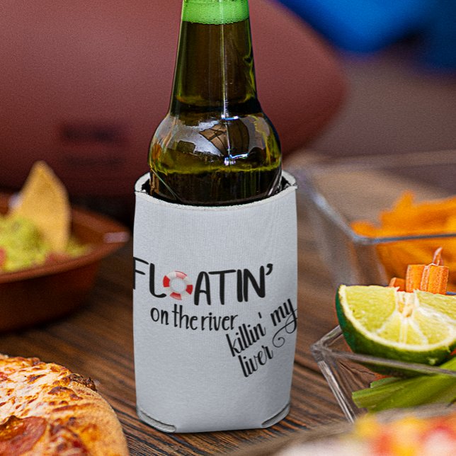 Floating on the River Funny Tubing Summer Can Cooler (Creator Uploaded)