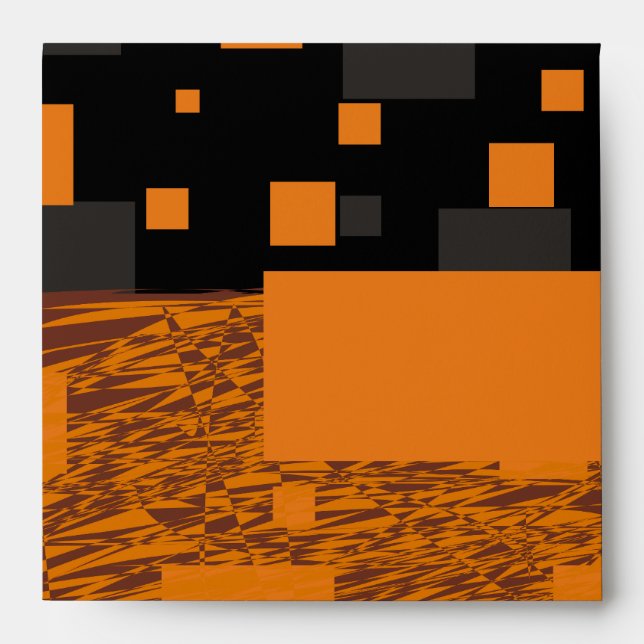 Floating Orange Squares Brown Black Halloween Art Envelope (Front)