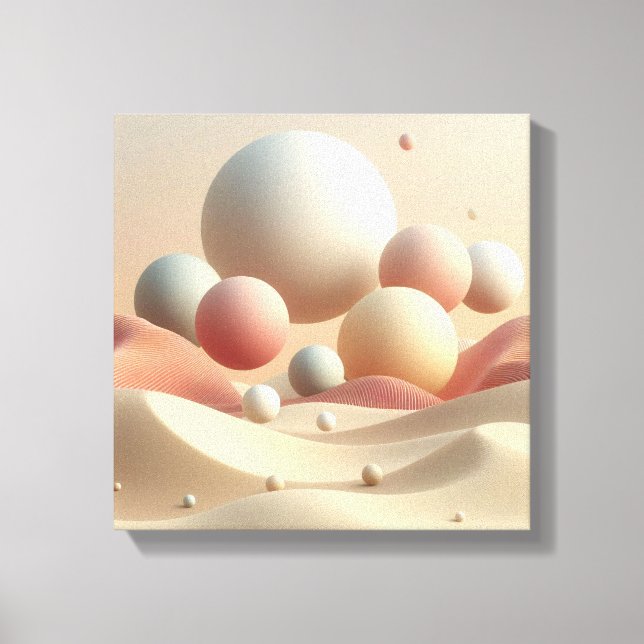 Floating Orbs Above Minimal Abstract Desert Canvas Print (Front)