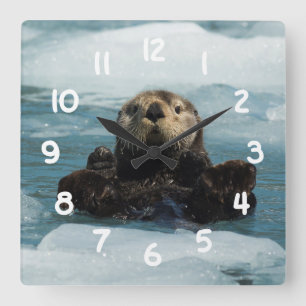 Floating Otter Square Wall Clock
