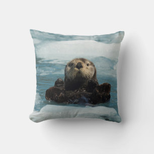 Floating Otter Throw Pillow