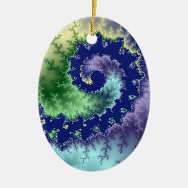 Floating Out Christmas fractal Ceramic Ornament (Front)