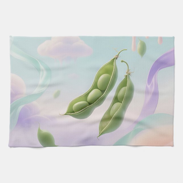 Floating Pea Pods Dreamy Kitchen Towel (Horizontal)