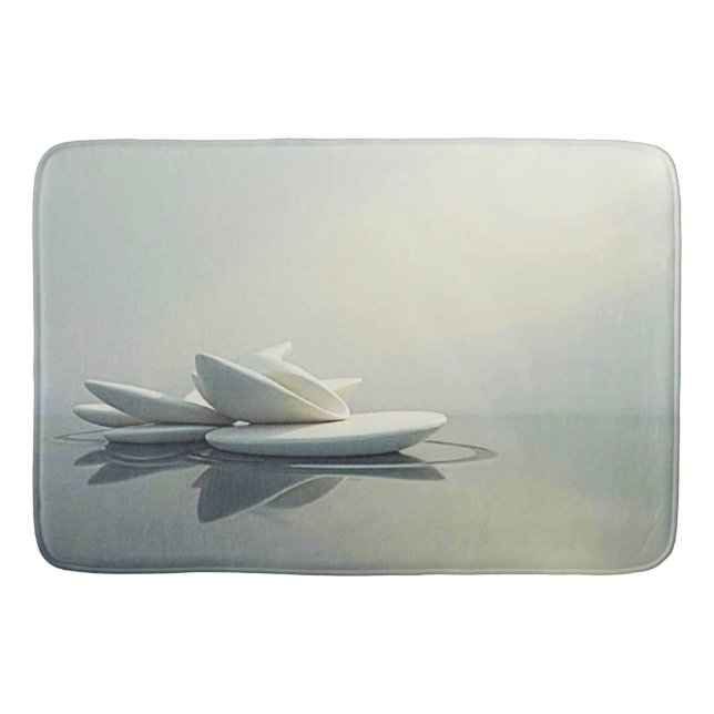 Floating Petals of Stone Design Bath Mat (Front)