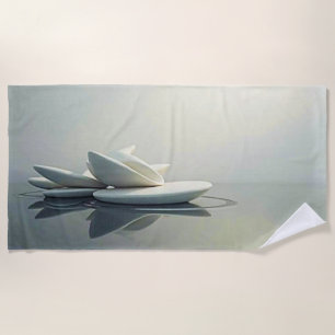 Floating Petals of Stone Design Beach Towel