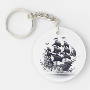 Floating Pirate Ship Keychain