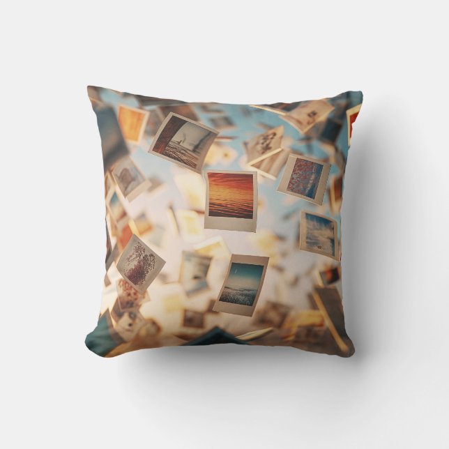 Floating Polaroid Memories Throw Pillow (Front)