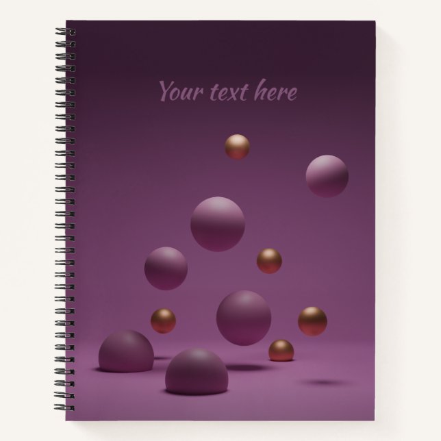 Floating Purple and Gold Spheres  Notebook (Front)