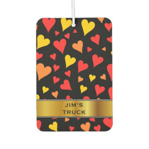 Floating Red, Orange and Yellow Hearts Pattern Air Freshener