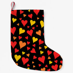 Floating Red, Orange and Yellow Hearts Pattern Small Christmas Stocking