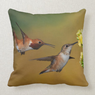 Floating Rufous Hummingbird Throw Pillow