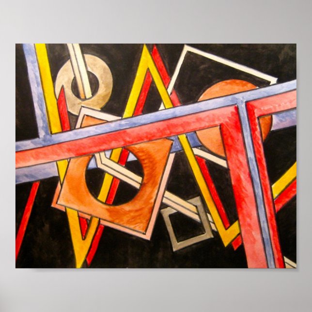 Floating Shapes-Abstract Art Geometric Poster (Front)