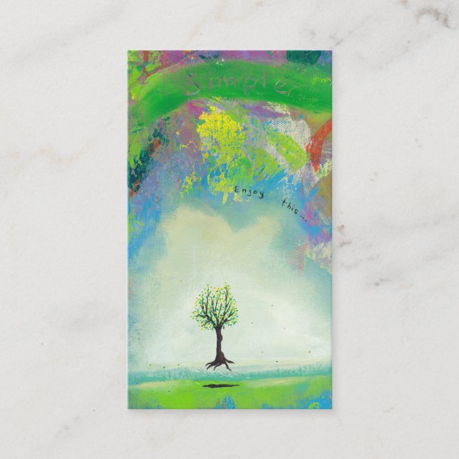 Floating tree colourful modern art In Motion Business Card (Front)