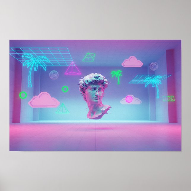 Floating Vaporwave Bust Poster (Front)