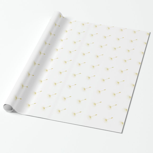 Floating Yellow Dandelion Seeds Wrapping Paper (Unrolled)