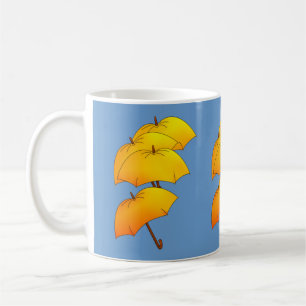 Floating yellow umbrella coffee mug
