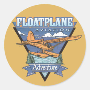 Floatplane Aviation Adventure Classic Round Sticker