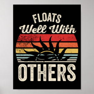 Floats with others funny summer vacation lake pun poster