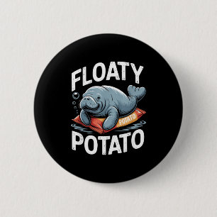 Floaty Tatoes Manatee Funny Sea Cow Ocean Animal L 2 Inch Round Button