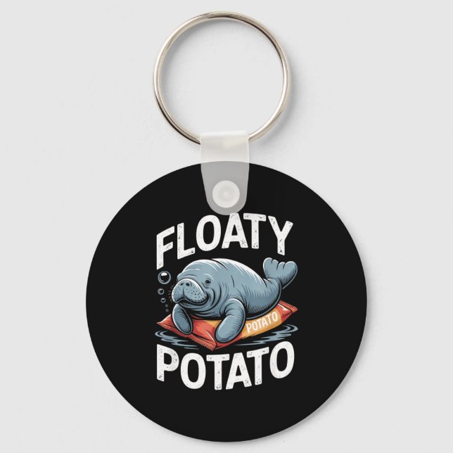 Floaty Tatoes Manatee Funny Sea Cow Ocean Animal L Keychain (Front)