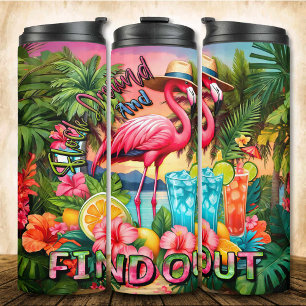Flock Around and Find Out Summer Pink Flamingo Thermal Tumbler