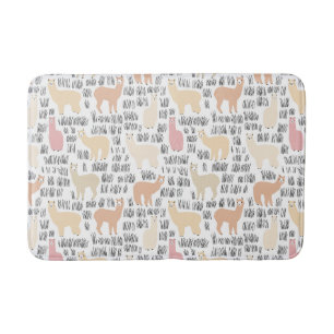 Flock Of Alpacas Pattern Bath Mat