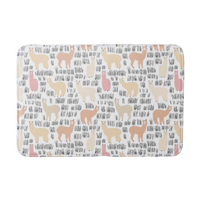 Flock Of Alpacas Pattern Bath Mat (Front)