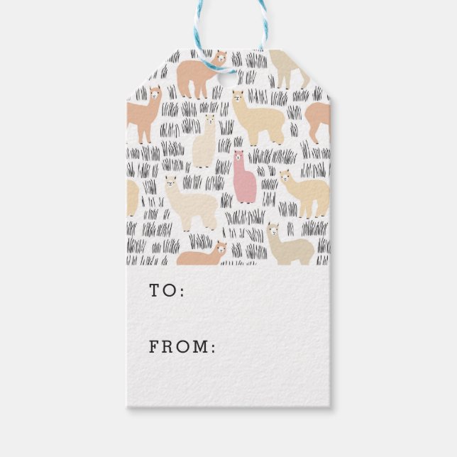 Flock Of Alpacas Pattern Gift Tags (Front)