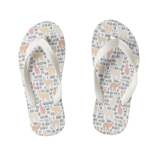 Flock Of Alpacas Pattern Kid's Flip Flops (Footbed)