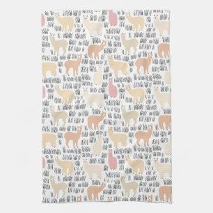 Flock Of Alpacas Pattern Kitchen Towel